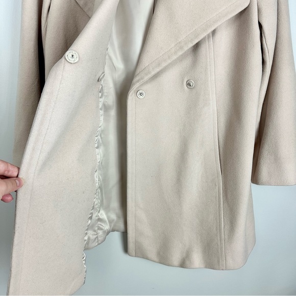 Michael Kors Cream Wool Blend Wing Shawl Collar Belted Coat Size XL - Picture 2 of 7